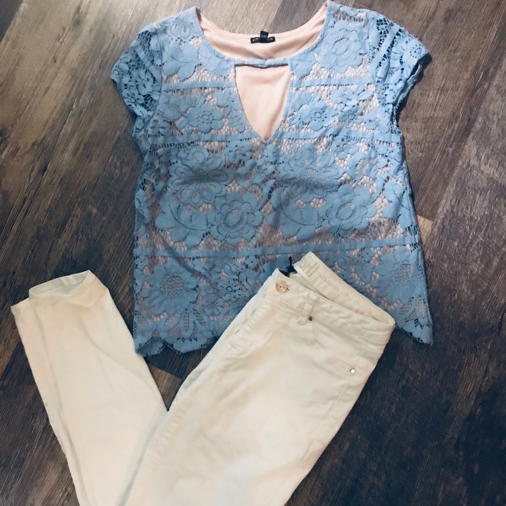 Baby blue lace top